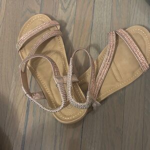 American Vintage Tan Sandals with Sparkling Accents